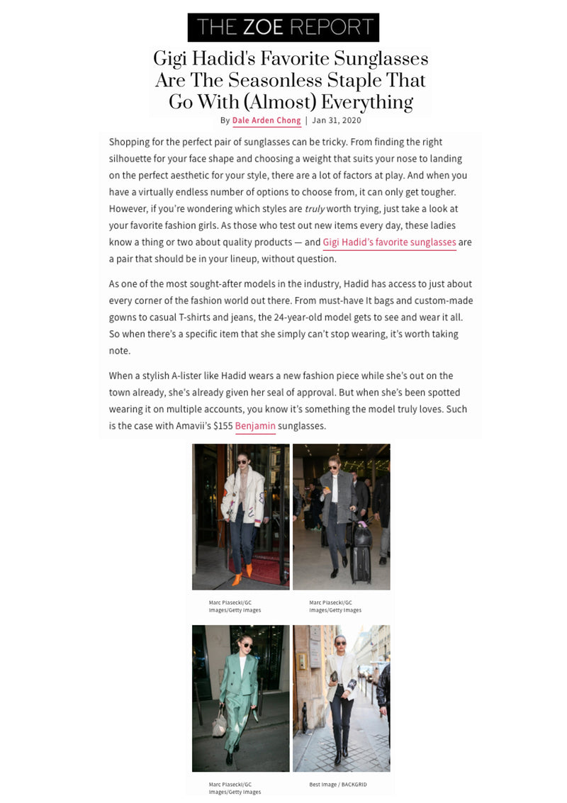 BENJAMIN X GIGI HADID X THE ZOE REPORT